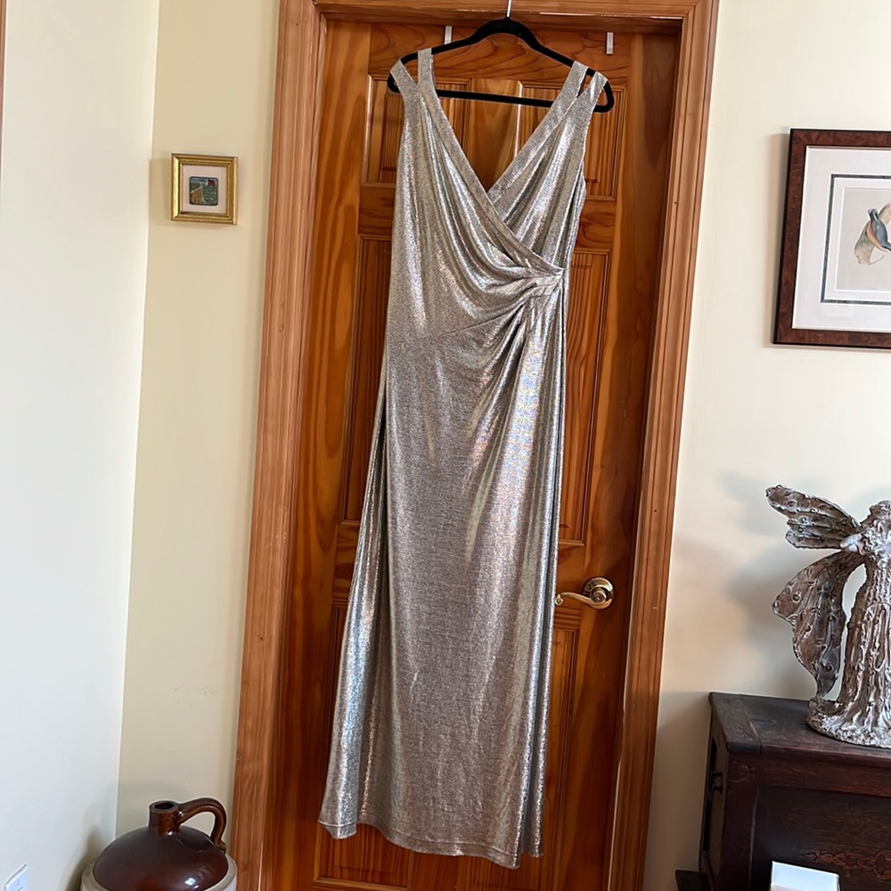 Lauren by Ralph Lauren size 14 gold evening gown.